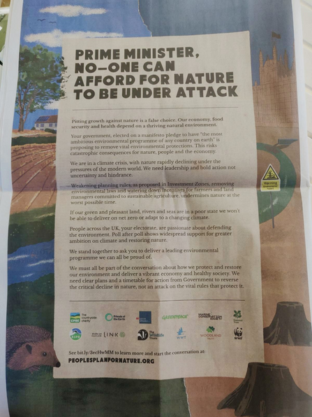 The full page advert in the Telegraph