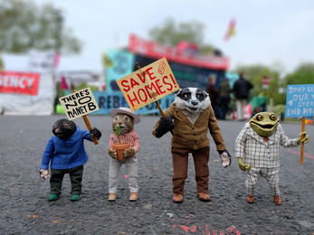 Ratty, Mole, Badger & Toad protest