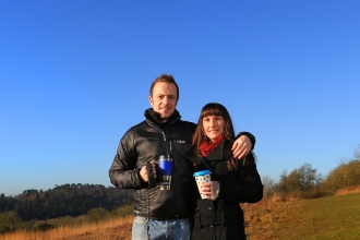 James and Claire with their dog on a reserve