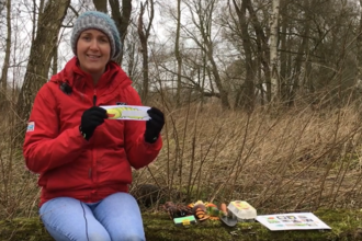 Education manager Vicky with an outdoor craft