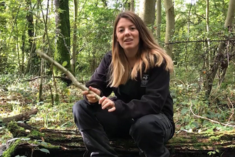 Engagement officer Faye Irvine with a whittling stick