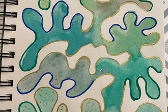Abstract water colour painting of sea weed