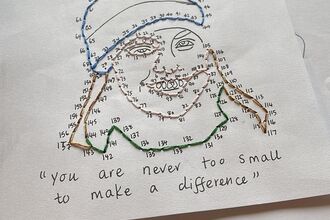 Stitched image of Greta Thunberg