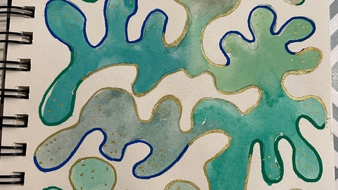 Abstract water colour painting of sea weed