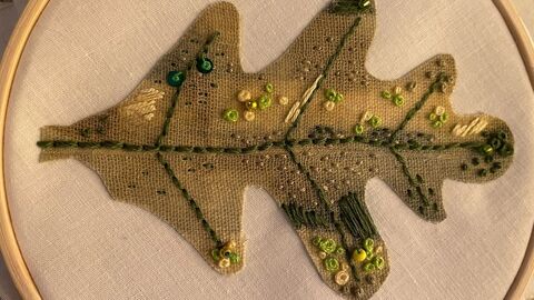 Embroidered Oak leaf 