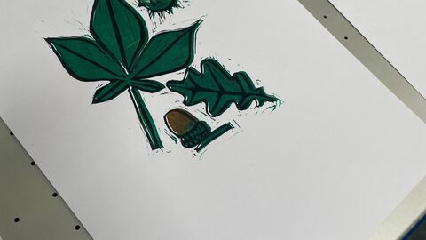 Lino Print leaves 
