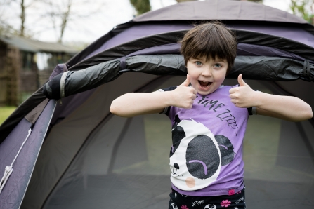 Garden camping thumbs up Credit Vicky Page