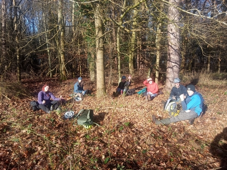 Volunteers enjoying some sunshine at tea break time