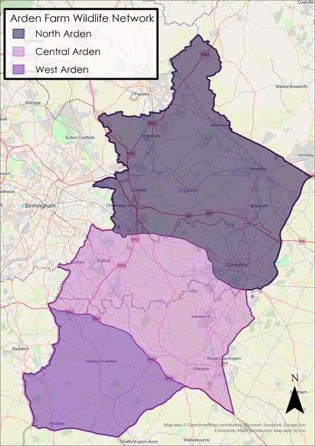 A map of the Arden Farm Wildlife Network clusters