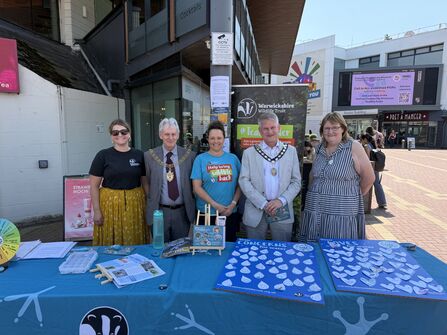 Three mayors and two Warwickshire WT staff behind the stall for the appeal