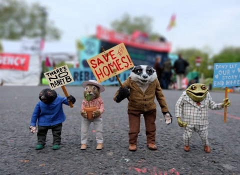 Ratty, Mole, Badger & Toad protest