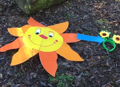 Diagram of the sun and plant part of the food chain