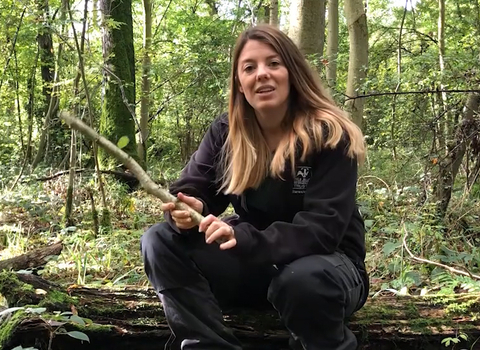 Engagement officer Faye Irvine with a whittling stick